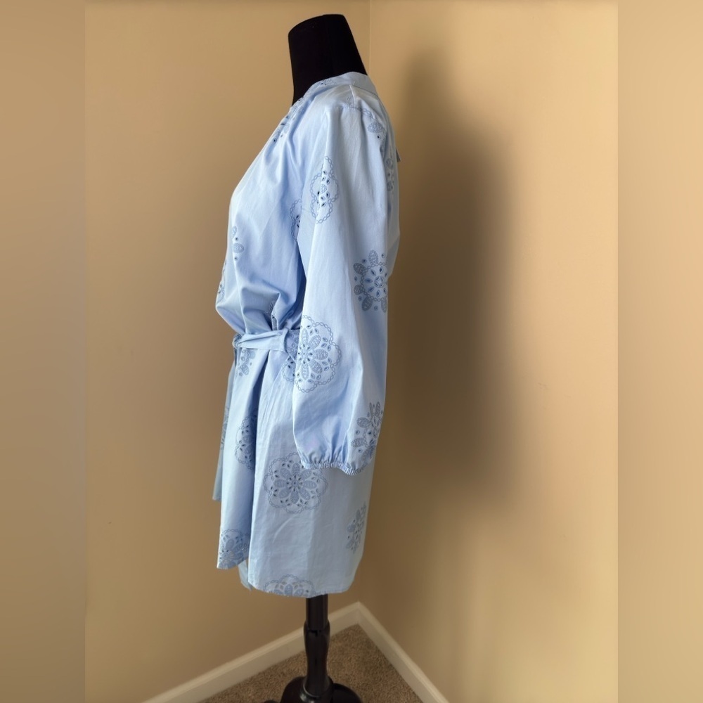 Zara RUBBERIZED EMBROIDERY POPLIN DRESS M - Picture 8 of 12